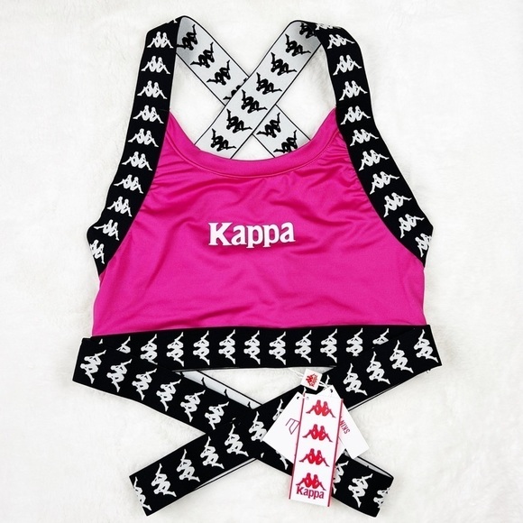 NWT Kappa Banda Dixot Wrap Cropped Logo Sports Bra Fuchsia - Picture 3 of 7